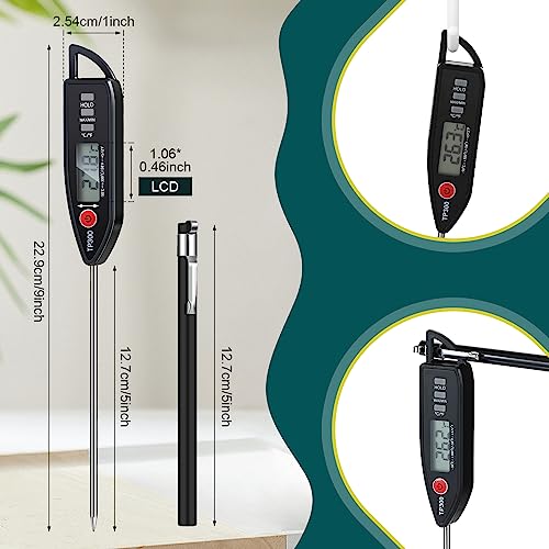 6 Set Digital Food Thermometer Long Probe Instant (Black,White,Red)
