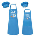 4Pcs Parent Child Apron and Chef Hat Set for Adult Kid Baking Gift Blue (Blue)