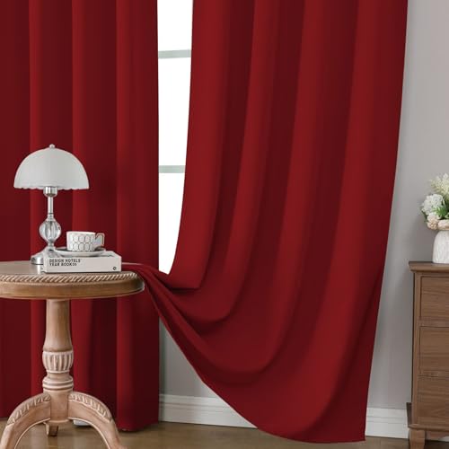Red Blackout Curtains 63 inch Length 2 Panels Set (Red / 52"W x 63"L (Pack of 2))