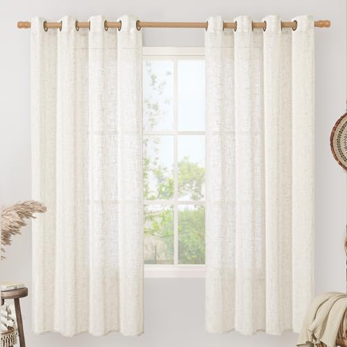 Linen Curtains 72 inches Long for Living Room 2 Panels Set (52"W x 72"L (Pack of 2) / Cream)