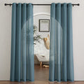 Sheer Linen Curtains 84 inch Long for Bedroom (52"W x 84"L (Pack of 2) / Smoke Blue)