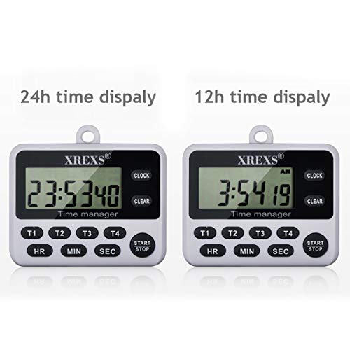 4 Channel Digital Kitchen Timer Clock with Large LCD Display
