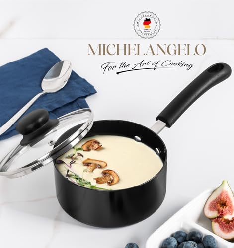 Nonstick Saucepan with Lid (Black / 1QT)