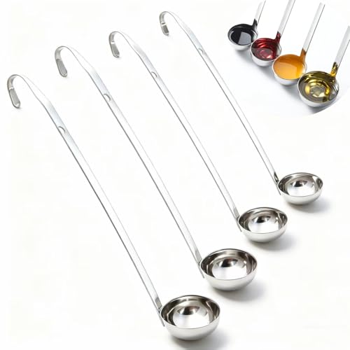 4 Pieces Stainless Steel Soup Ladle Metal Handle Ladle with Pouring Rim