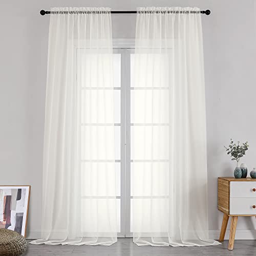 Ivory Sheer Curtains 120 Inches Long (Ivory / 42"W x 120"L (Pack of 2))