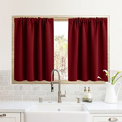 RV Curtains for Camper Windows (Burgundy Red / 34"W x 24"L (Pack of 2))