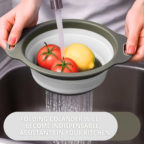 White Round Silicone Collapsible Colander (White 1PC)