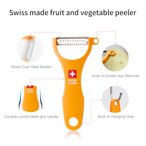 Original Swiss Made Peeler Vegetable&Fruits stainless steel blade Peeler for kitchen (ORANGE-vegetable grater)