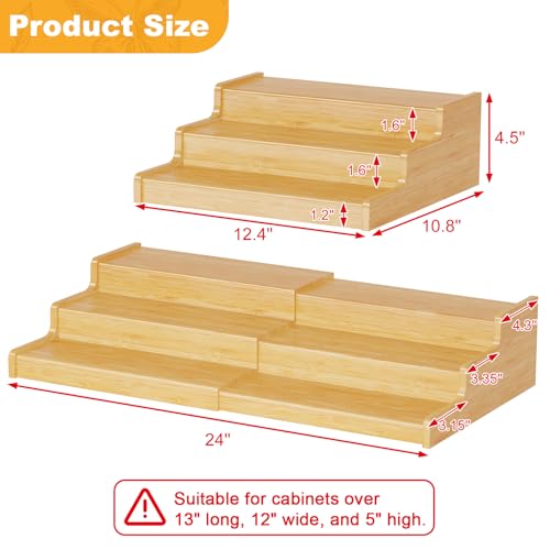 Expandable Bamboo Can Rack Organizer for Pantry (12.4"-24"W × 10.8"D × 4.5"H / Bamboo)