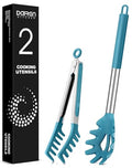 Silicone Spaghetti Spoon and Pasta Tong (Blue)