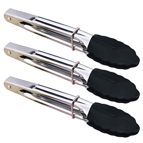 Mini Tongs with Silicone Tips 7 (7-inch / Black)