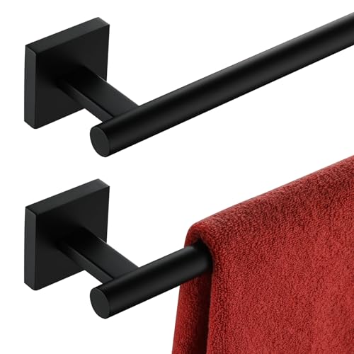 Towel Rails Bathroom Towel Bars Matte Black 24 Inch Bath Towel Holder for Cabinet Kitchen Wall (Matte Black / 24-Inch (2 Pack))