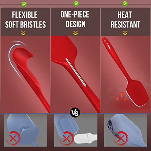 Silicone Spatula Set of 5 (Red / 5 pieces Scraper Spatulas 600°F)