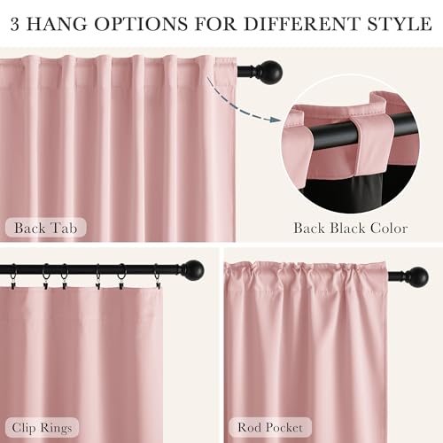 100% Blackout Curtains for Bedroom (100% Blackout-blush Pink / 52"W x 96"L (Pack of 2))