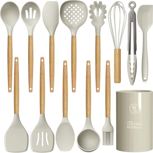 Silicone Cooking Utensils Set (Khaki)