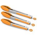 3 Pack Silicone Kitchen Tongs (Orange)