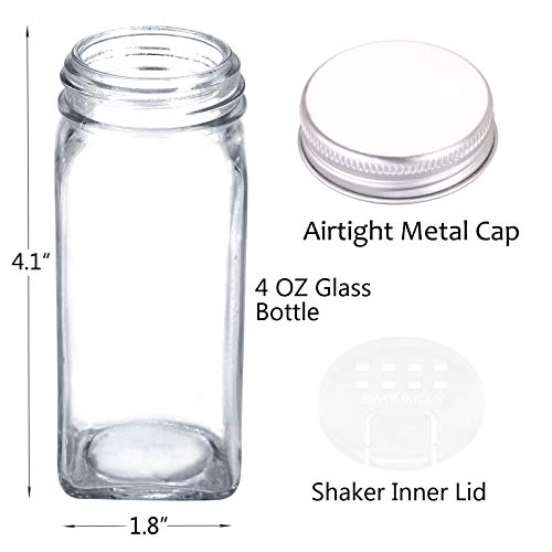 48 Pcs 4 oz Glass Spice Jars with Shaker Lids and 703 Spice Labels