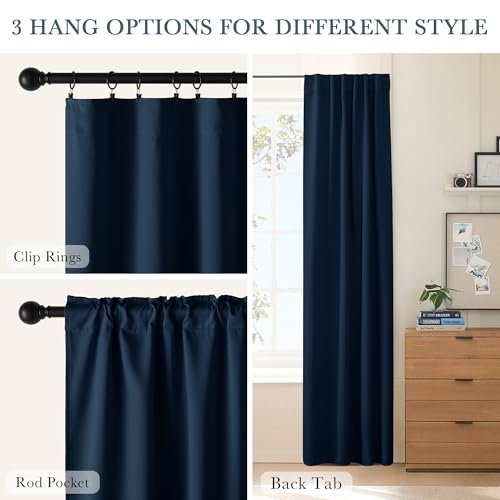 Bedroom Blackout Curtains (Navy Blue / 52"W x 54"L (Pack of 2))