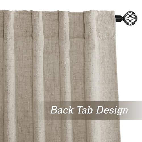 Linen Semi Sheer Curtains for Bedroom Living Room 96 inches Long (Z - Natural / 52"W x 96"L (Pack of 2))