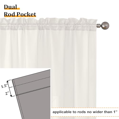2 Pack Ivory Sheer Curtain 84 Inches Long (40"W x 84"L (Pack of 2) / Ivory)