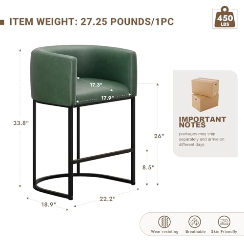 26" H Counter Height Bar Stools Set of 1 (Green / Set of 1)