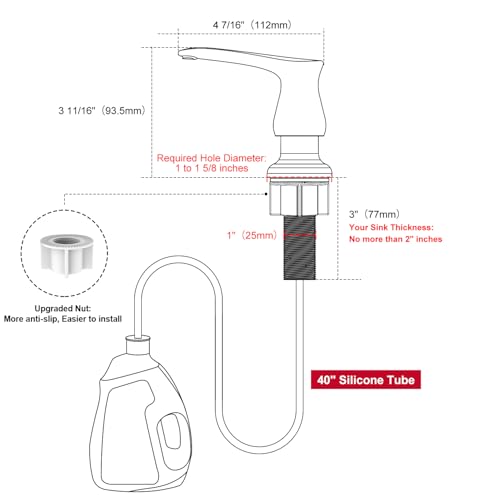 Kitchen Sink Soap Dispenser Brushed Nickel (with Hose / Brushed Nickel)