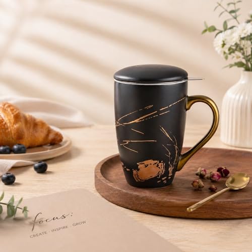 Tea Cup With Infuser and Lid (Black)