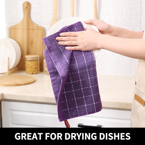 100% Cotton Terry Kitchen Dish Cloths (Purple / 12 X 12 - 8 Pack)