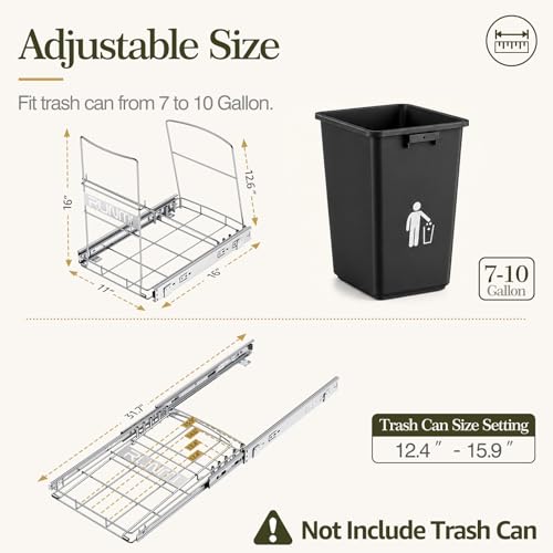 Pull Out Trash Can Under Cabinet with Handle Under Sink Pull Out Kit (Silver / Single)