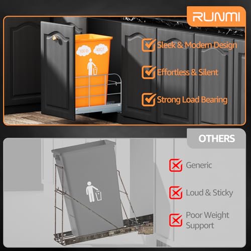 Pull Out Trash Can Under Cabinet for 40 Qt Bin (A-Single)