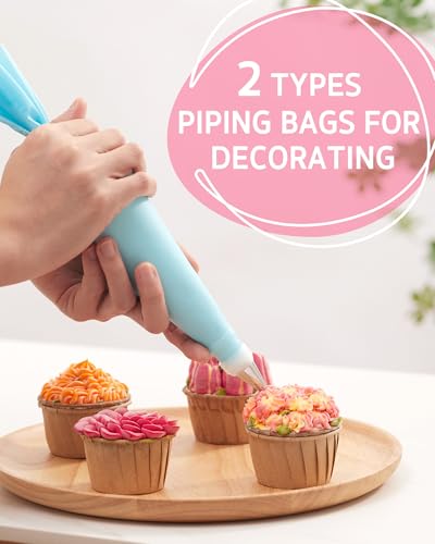 65 PCs Cake Decorating Kit with Cake Stand (Rose Pink)