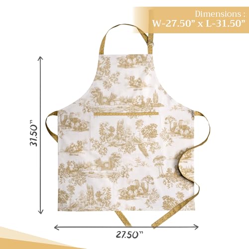 Aprons for women with Pocket 100% Cotton Pack of 1 (086 - Trianon - Bronze)