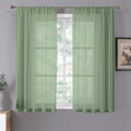 Short Sheer Curtain Linen Textured Bedroom Curtains Sheer Light Filtering Rod Pocket Voile Curtain for Living Room (54"W x 54"L (Pack of 2) / Sage Green)