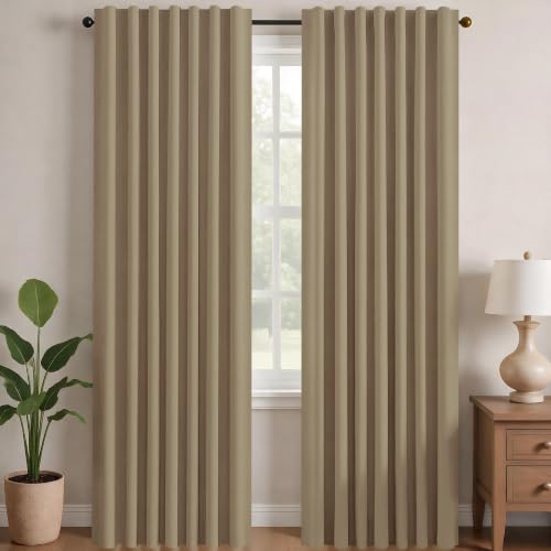 Blackout Curtains for Bedroom (Khaki / 52"W x 84"L (Pack of 2))