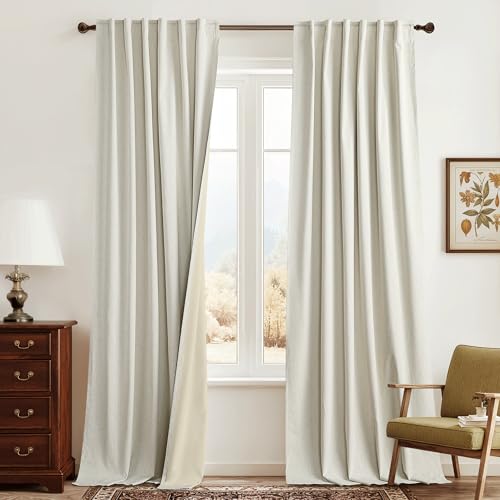 Cream White Linen Blackout Curtains (Z - Cream / 52"W x 84"L (Pack of 2))
