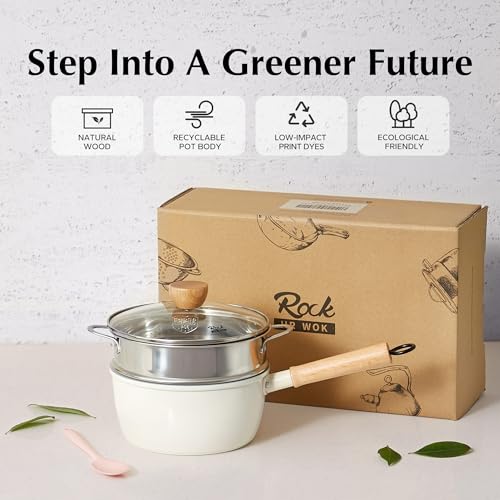 Non Stick Sauce Pan with Steamer (White)