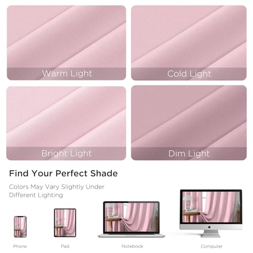 Light Pink Blackout Curtains 45 inch Length 2 Panels Set (Light Pink / 52"W x 45"L (Pack of 2))