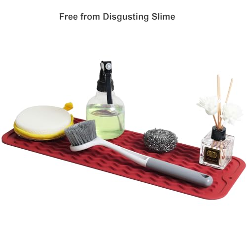 Small Dish Drying Mat for Kitchen Counter (Lava Red / 17" x 6")