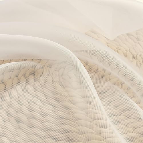 Cream Sheer Curtains 36 inch Length 2 Panels Set (Cream / 42"W x 36"L (Pack of 2))