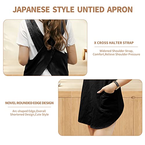 Shortened Design Apron (1# Style-rounded Edge / Black)