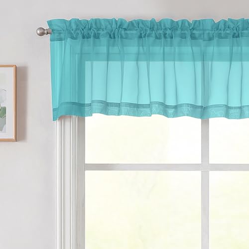 Turquoise Valances for Windows (Turquoise / 42"W x 14"L (Pack of 2))