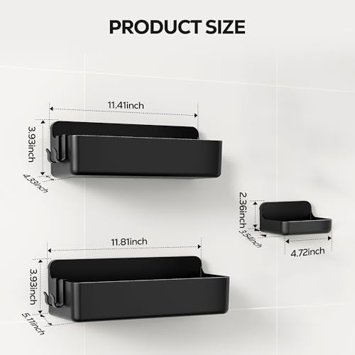 Adhesive Shower Shelves (Black / 3 pieces)