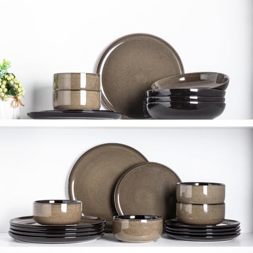 Ceramic Dinnerware Sets for 8 (Modern-Chestnut / Service for 8 （24pcs）)