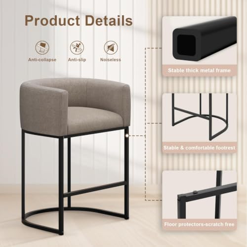 26" H Counter Height Bar Stools Set of 3 (Sand / Set of 3)