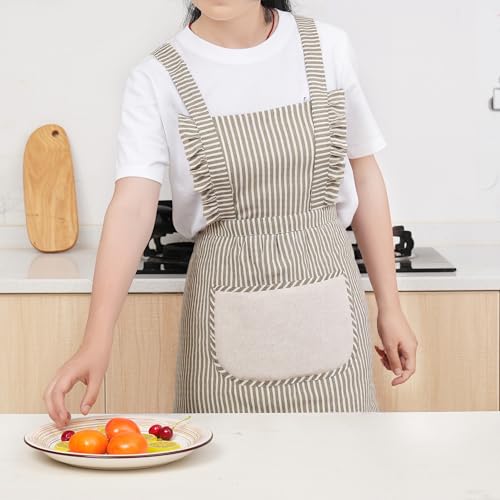 Cute Cotton Apron for Women (Medium / Grey)