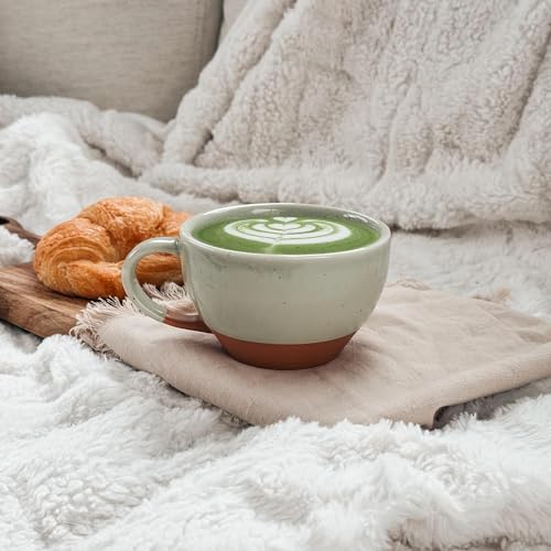 Ceramic Latte Art Mug With Saucer (Light Matcha)