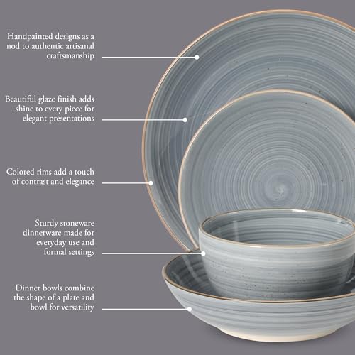 Stonebury 16 Piece Plates and Bowls Assorted Color Dishes (Service for 4 (16pcs) / Assorted Colors (Stonebury))