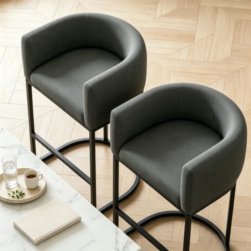 26" H Counter Height Bar Stools Set of 3 (Carbon Black / Set of 3)