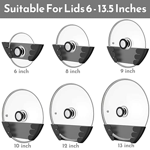 Universal Pot Lid Organizer for Cabinet (6Pack-Black)