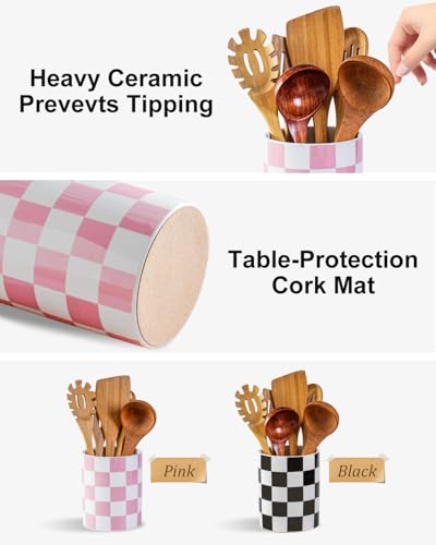 Kitchen Utensil Holder (Pink / 6.3 Inch)
